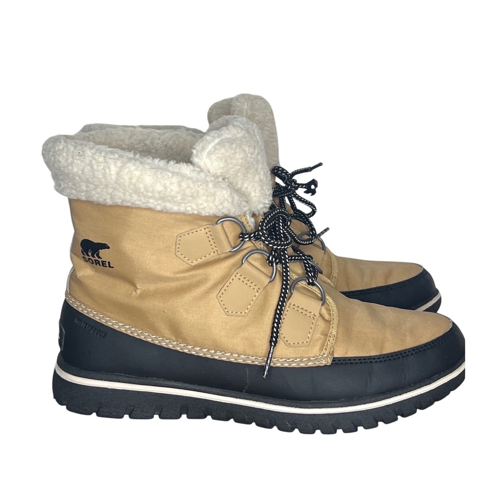 Sorel Women's Winter Ankle Bootie Camel Brown Boot Size 9 Nylon Waterproof